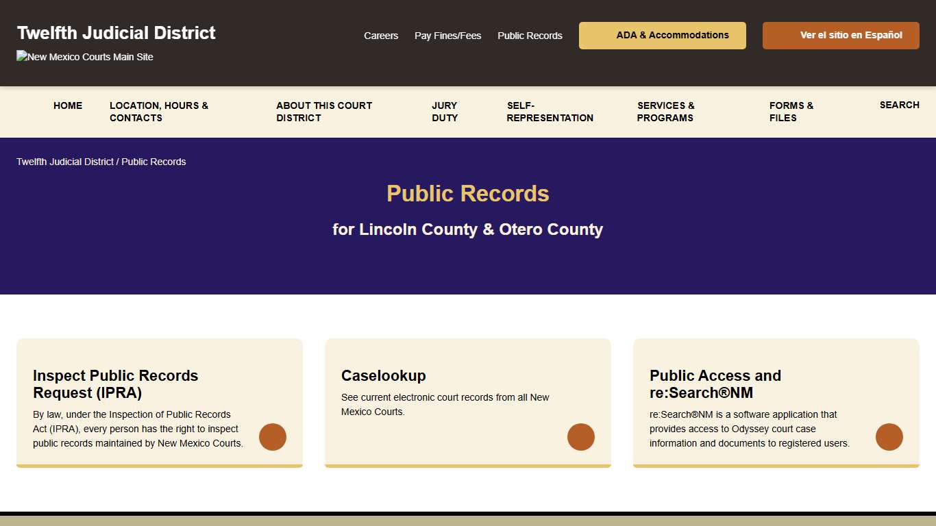 Public Records - Twelfth Judicial District